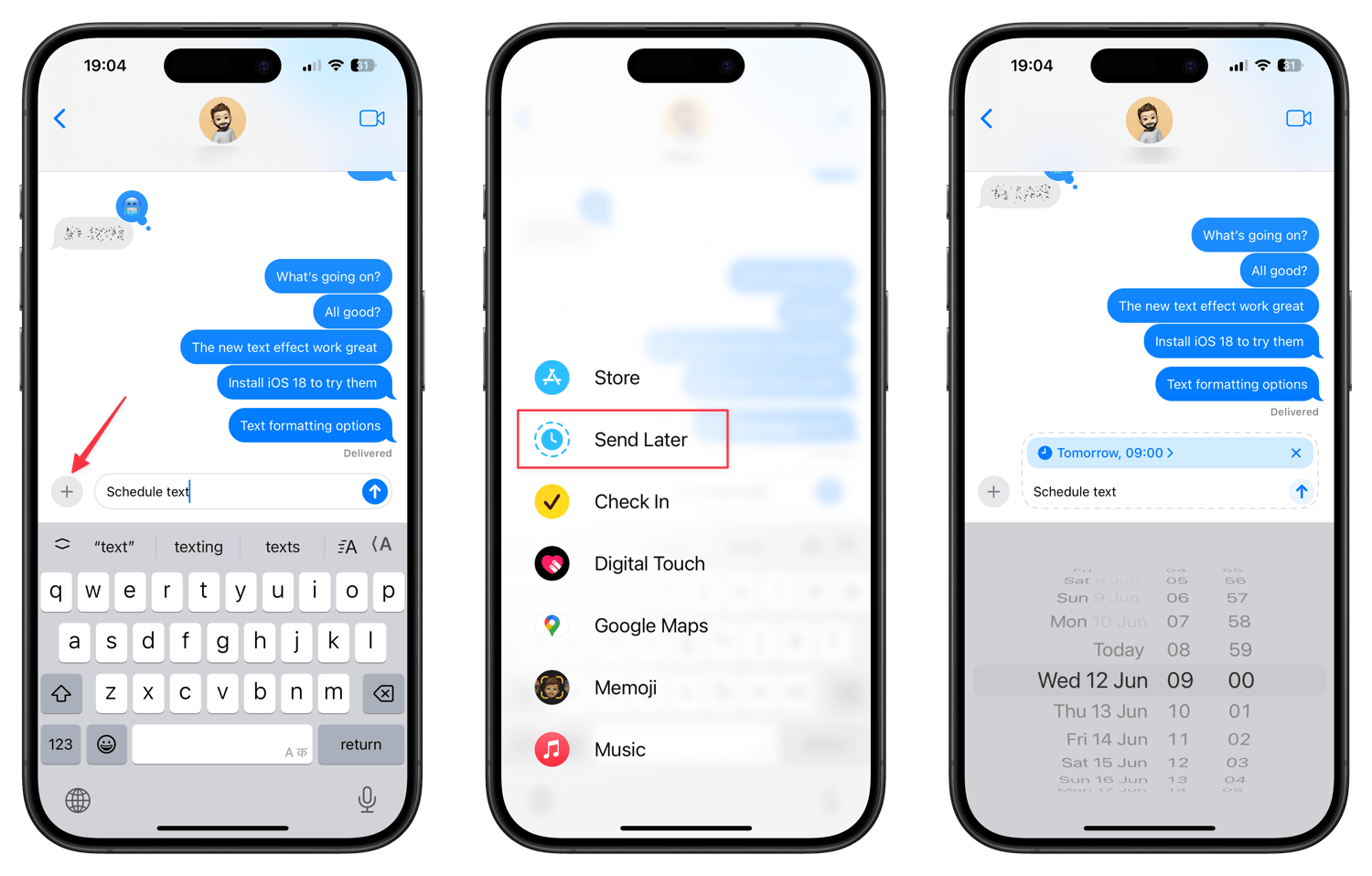 scheduling text on iPhone