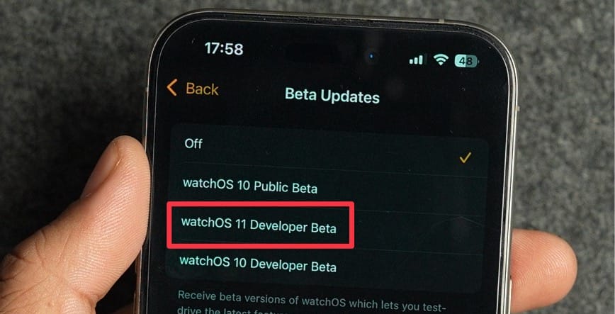 select watchOS 11 beta