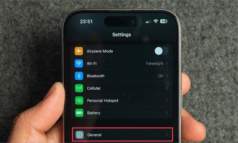 General settings option