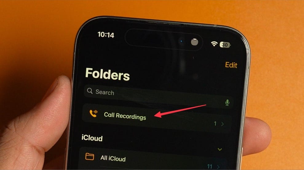 call recording folder in apple notes