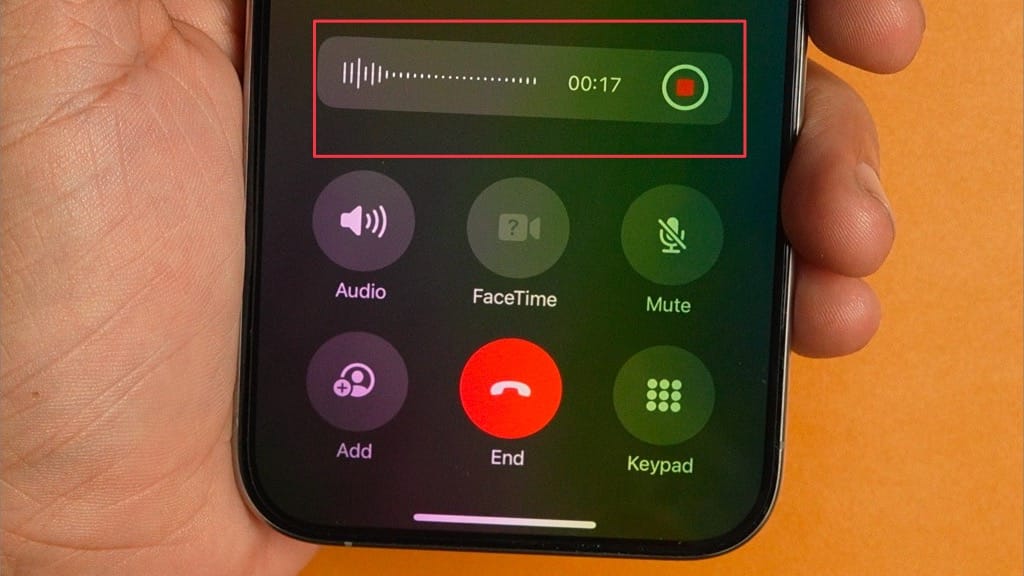 tap to end call recording