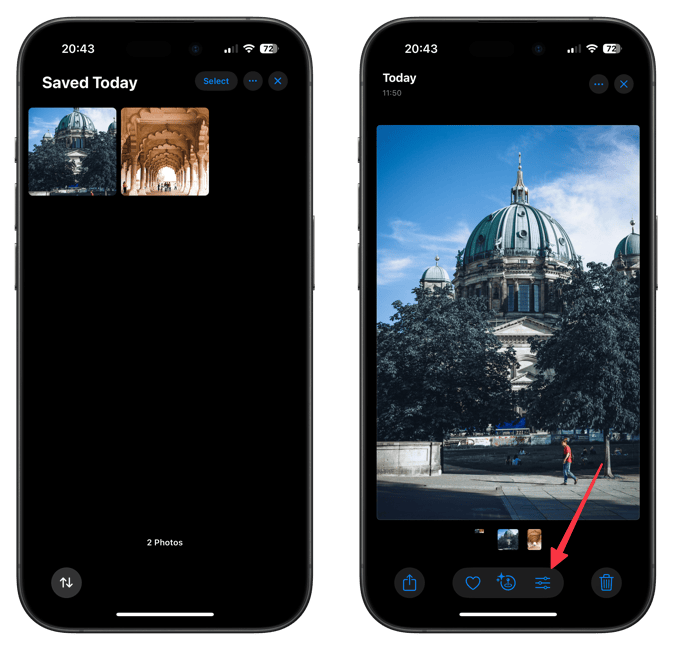 Edit Button in Photos app