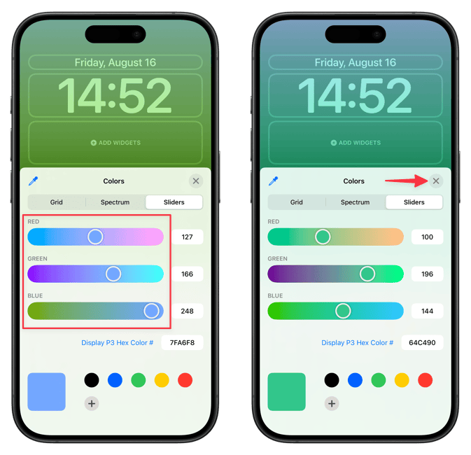 adjust the gradient color parameters