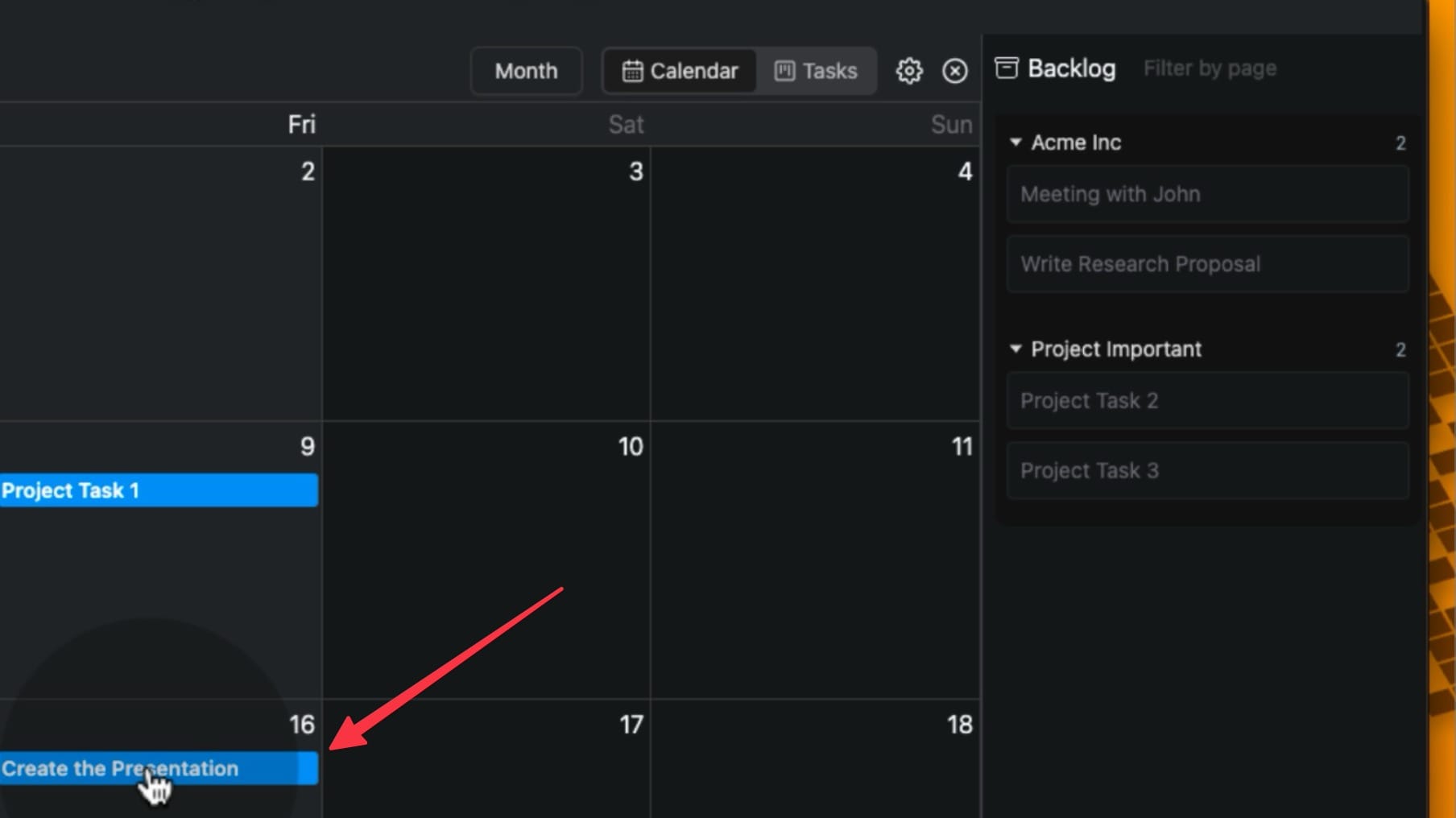 click on them in either calendar or tasks view