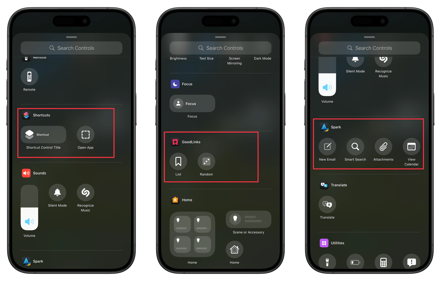 Control Center toggles highlights