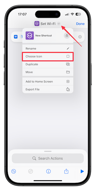 Create Wi-Fi toggle shortcut 4