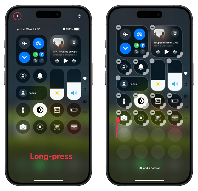 Remove Control Center toggles