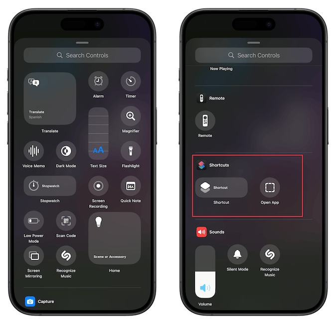 adding a shortcut to control center - Step 3