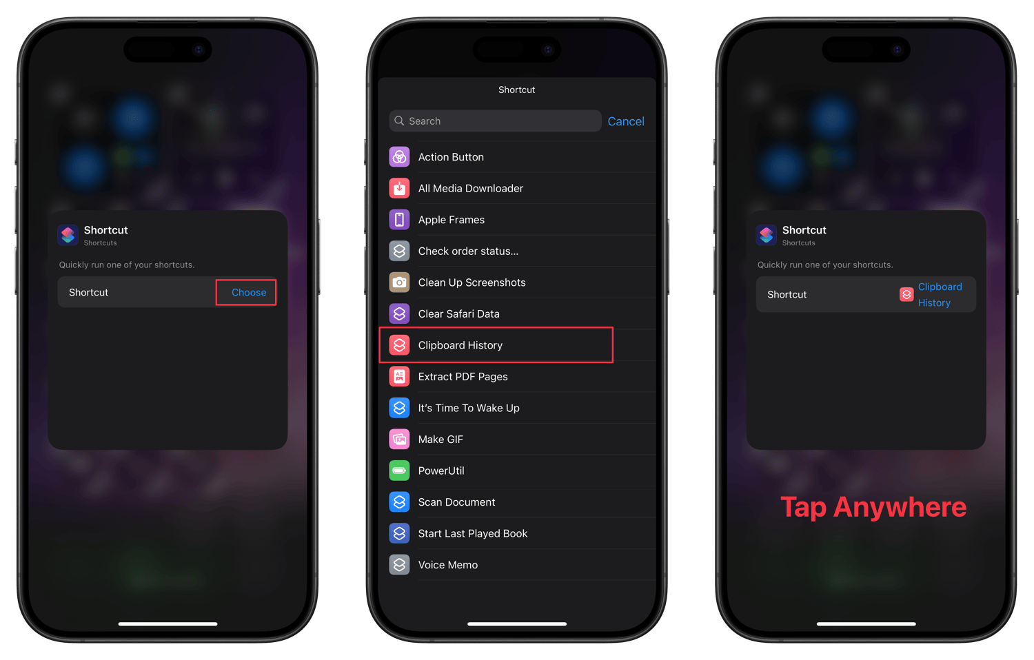 adding a shortcut to control center - Step 4