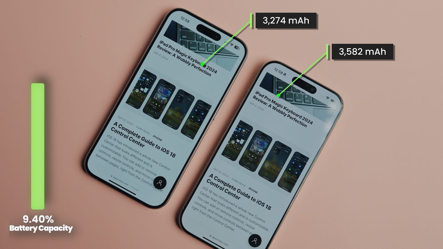 iPhone 16 Pro vs iPhone 15 Pro Battery Capacity