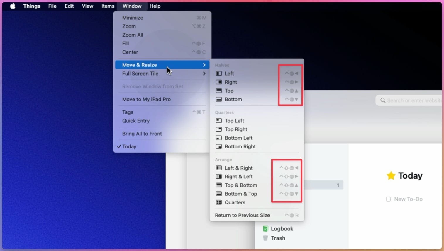 keyboard shortcut for tiling windows on Mac