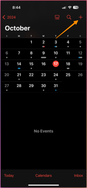 Plus button in Apple Calendar iPhone app