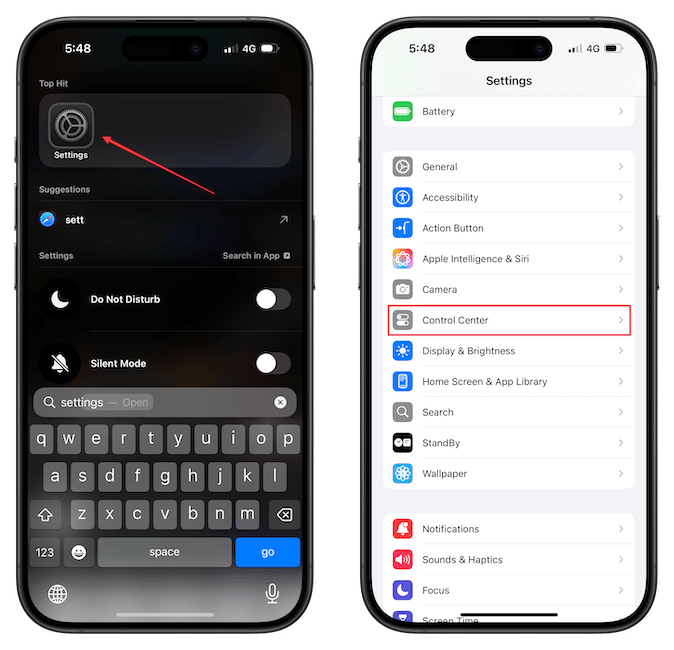 Reset Control Center in iOS 18.1