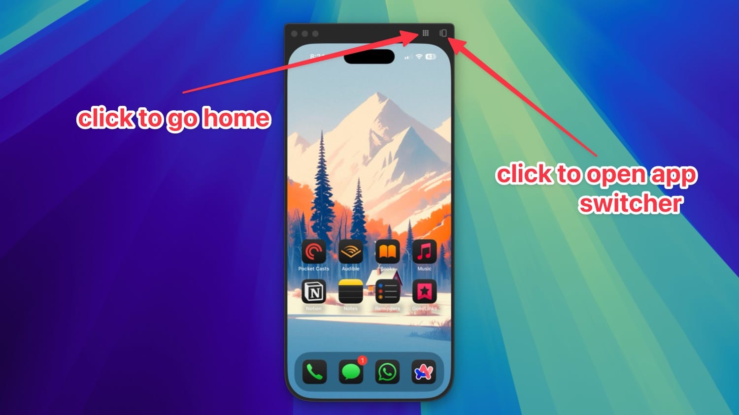 iPhone mirroring top button function