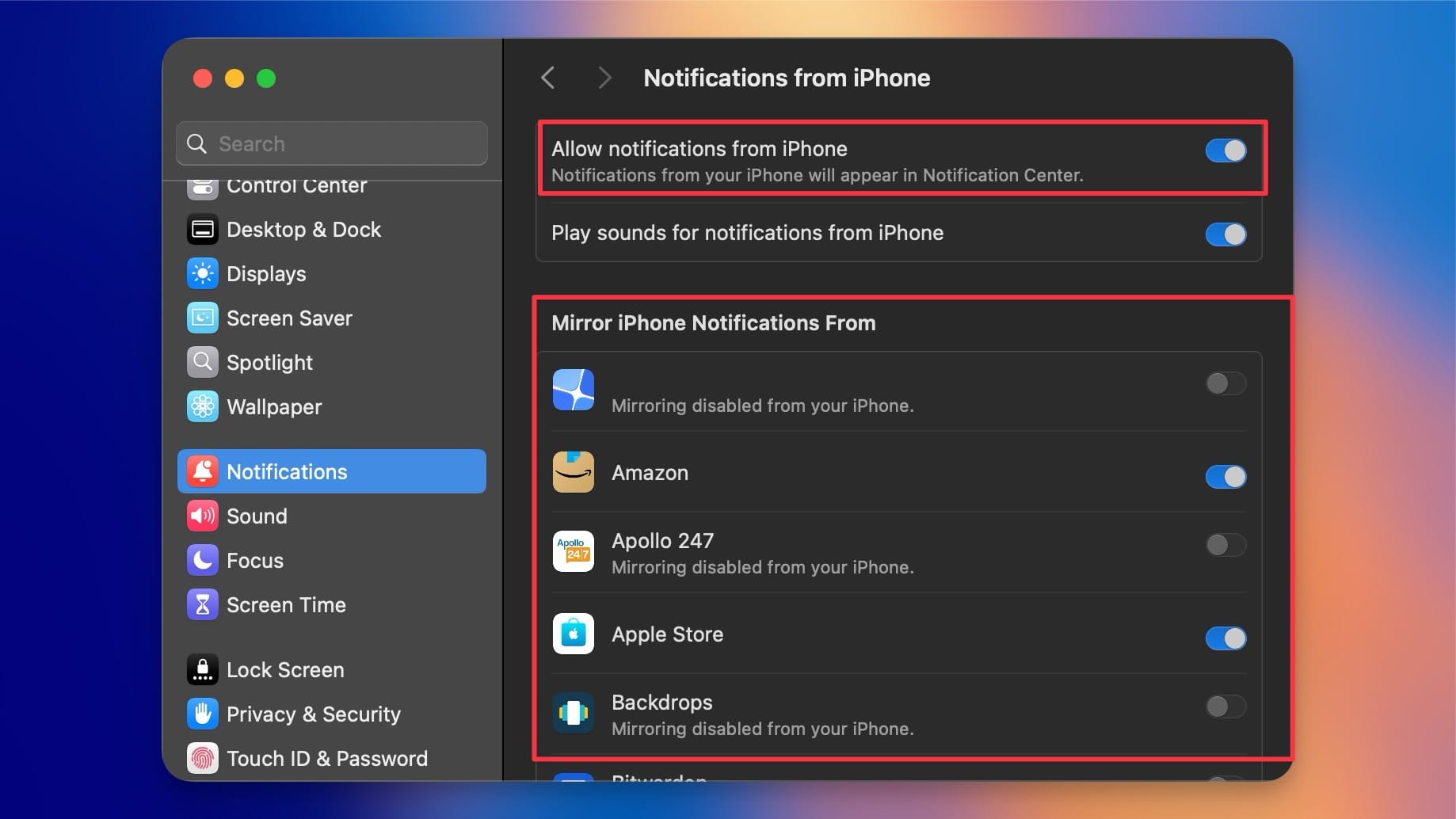 iPhone notification settings