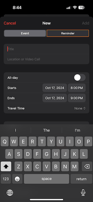 select the reminder tab