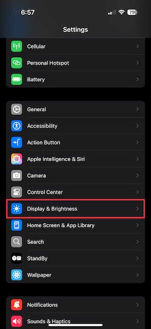 Display & Brightness setting 