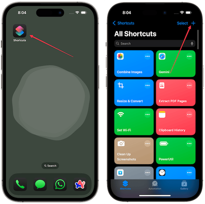 creating a new shortcut