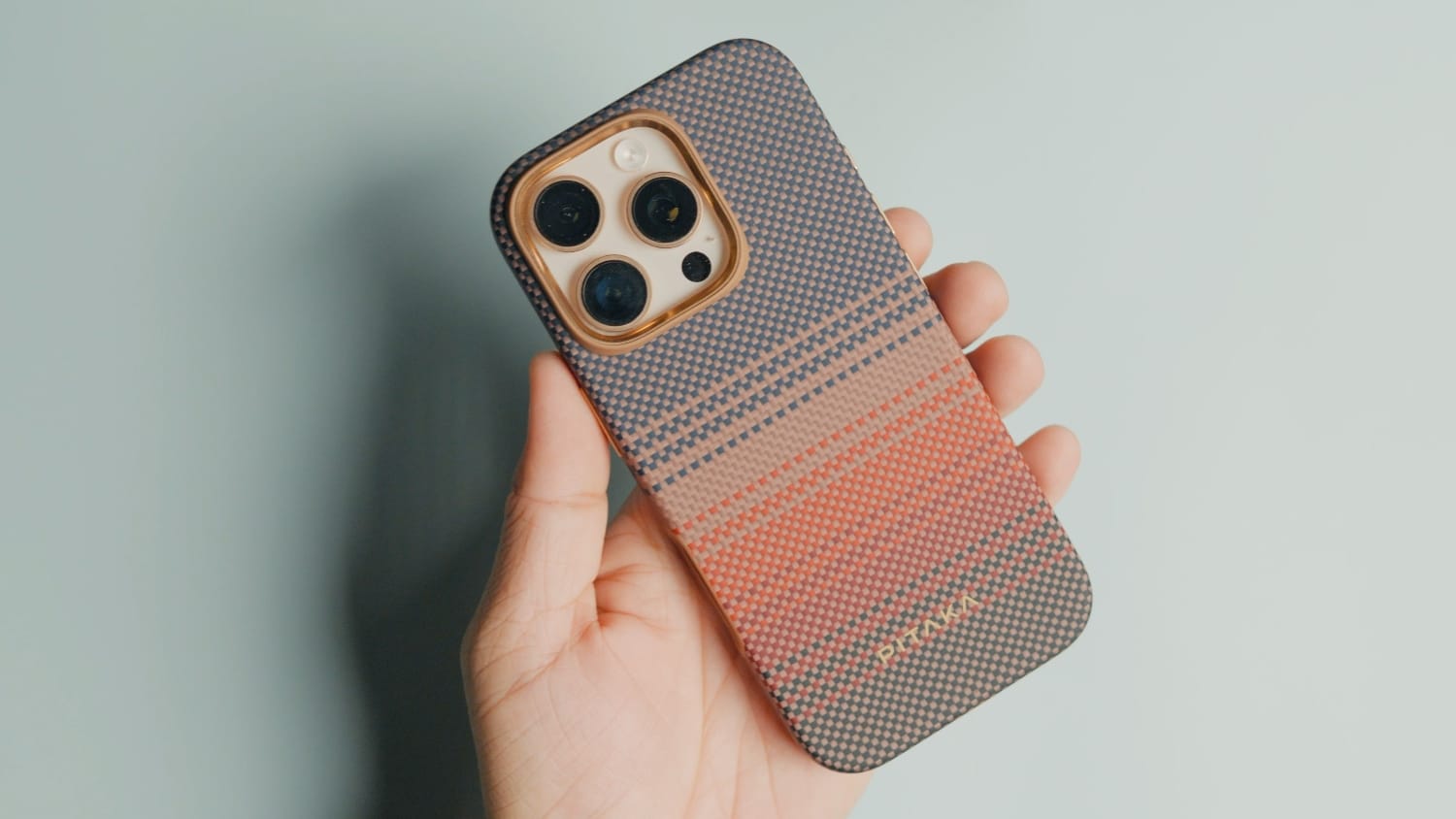 PITAKA Sunrise Case on Desert titanium iPhone