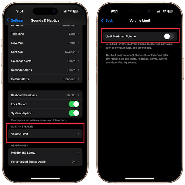 Volume Limit setting