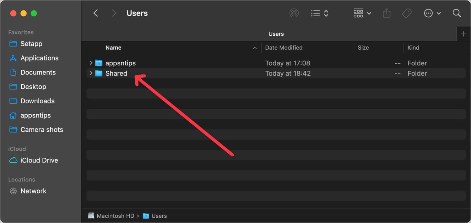 Shared folder in Users directory