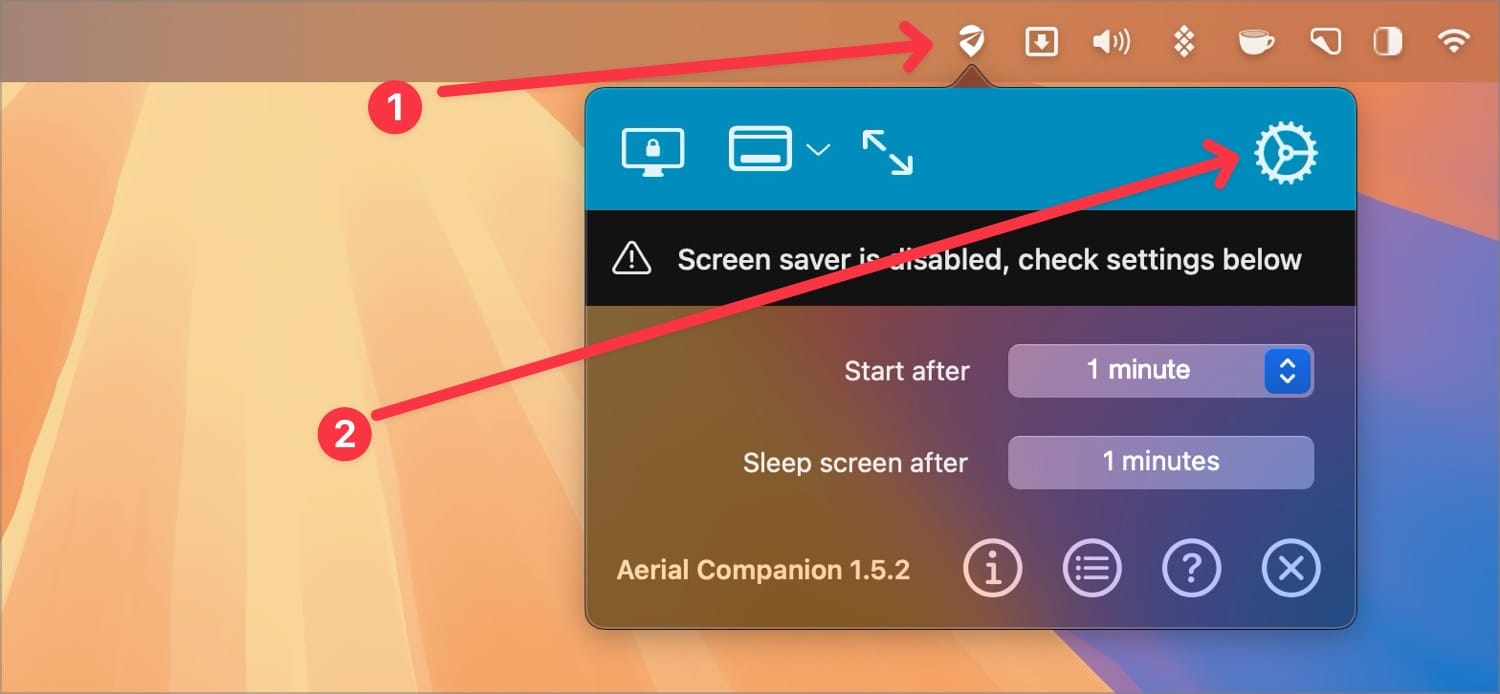 aerial app in menu bar