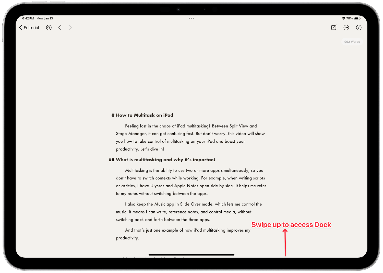 app open in iPad Pro