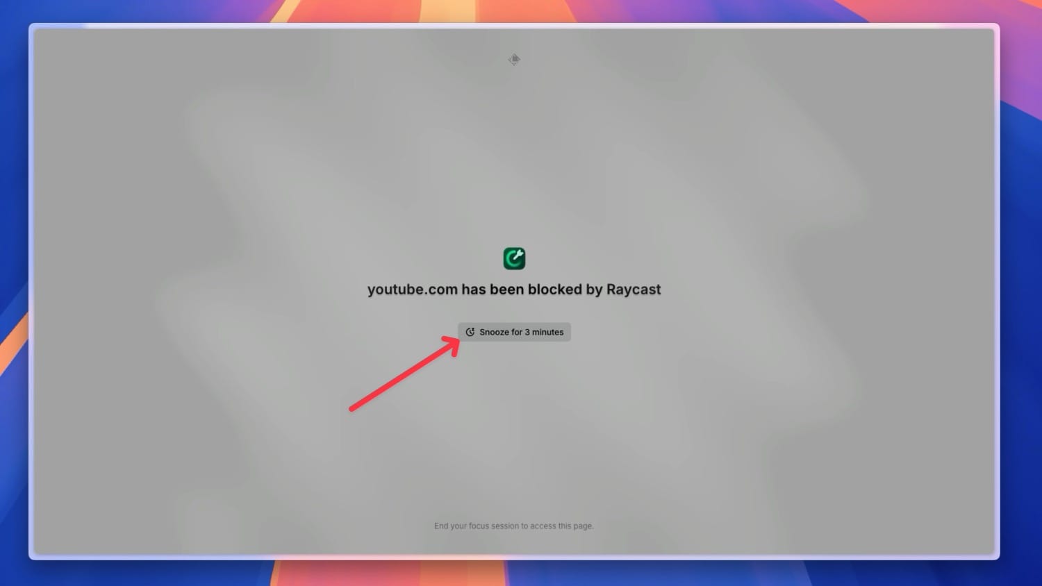 website is blocked by Raycast