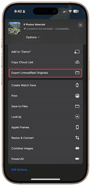 Export Unmodified Originals