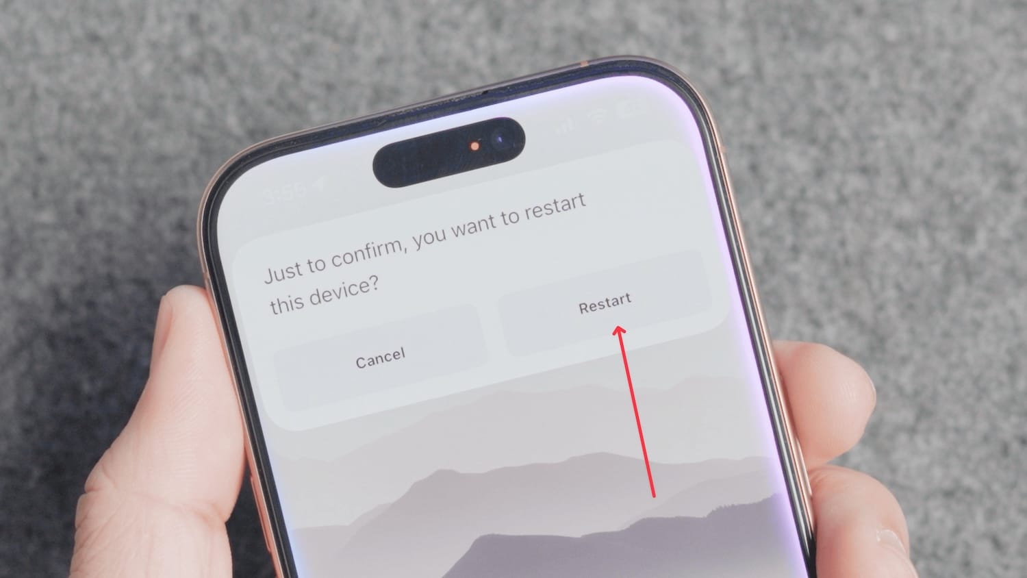 iPhone showing Restart confirmation box