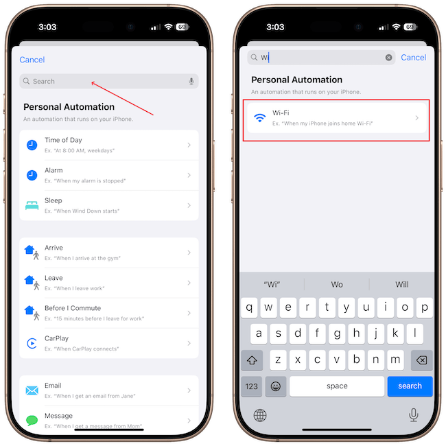 Wi-Fi action in automation