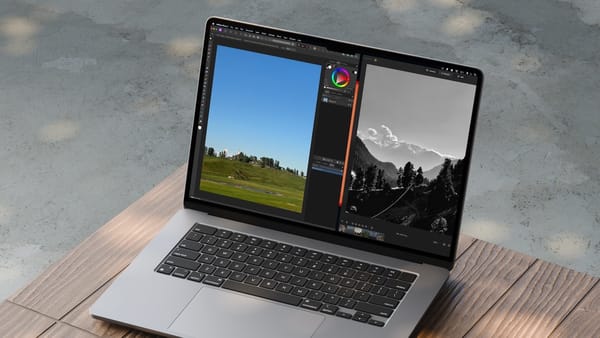 MacBook showing affinity photo and luminar neo open on MacBook