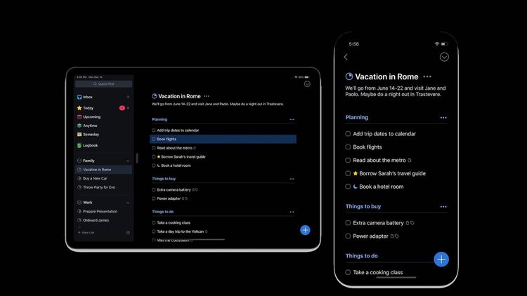 Things 3.8 Brings Dark Mode to Its iOS Apps