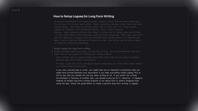 How to Set up Logseq for Long-Form Writing