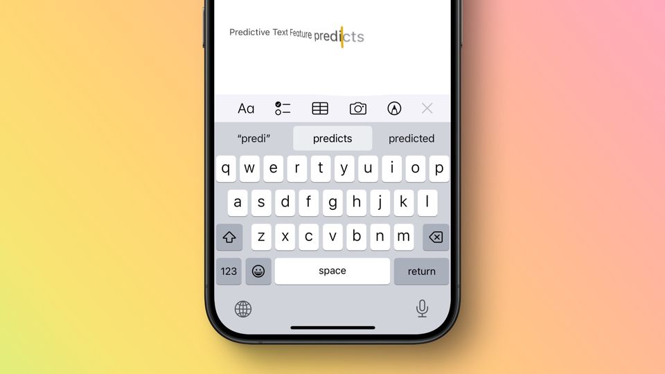 Predictive Text feature working on iPhone