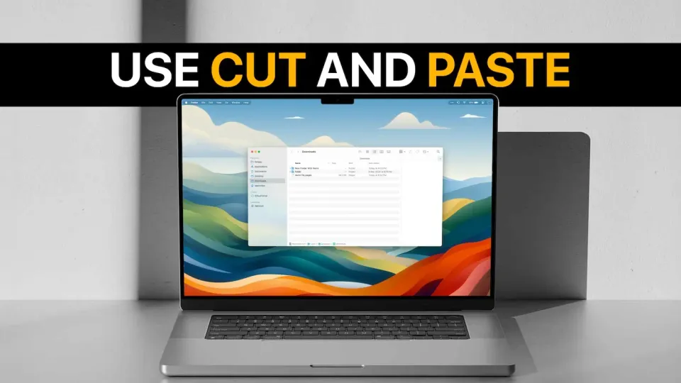 mac showing finder window with text Use Cut and Paste
