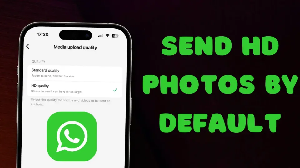 WhatsApp showing Media Upload HD quality sett