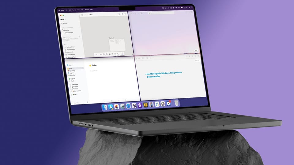 MacBook Pro showing window tiling feature