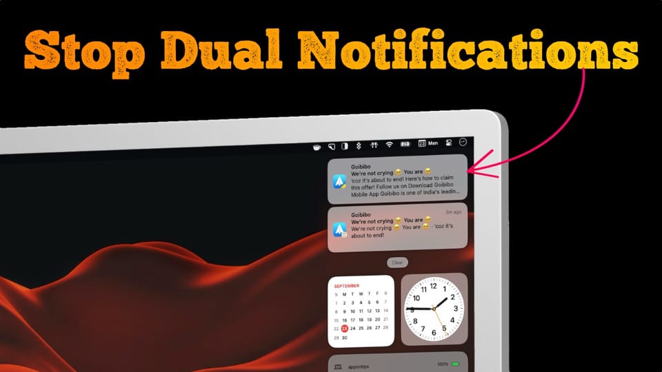 Mac mockup showing double notifications